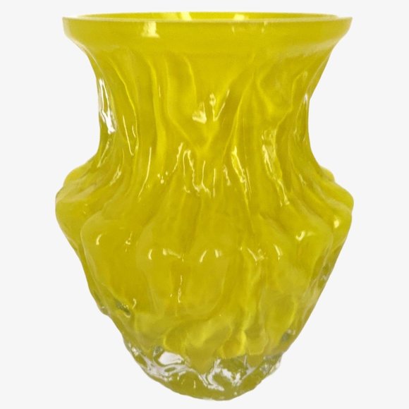 Vintage MCM Murano Lemon Yellow Glass Vase Cased Y - Picture 2 of 6